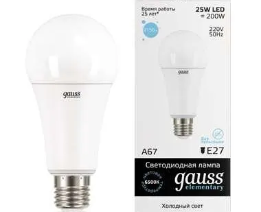 фото Лампа светодиодная Elementary A67 25Вт E27 6500К Gauss 73235