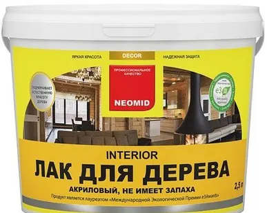 фото Неомид interior (1л) - акриловый лак для древесины Neomid