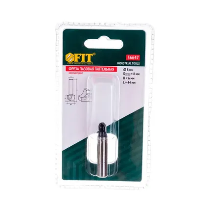 Фото №0 Фреза пазовая галтельная, DxHxL=8х6х44 мм FIT, 1 шт