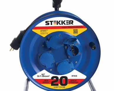 фото Удлинитель силовой 20 м, 4-х местн., катушка метал с ...