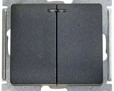 фото GLOSSA Перекл 2-клавишный, сх.6, АНТРАЦИТ в рамку