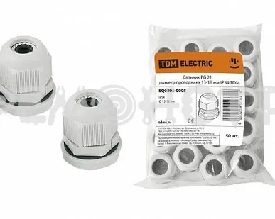 фото Сальник PG 21 диаметр проводника 13-18мм IP54 TDM (50/500) П зз