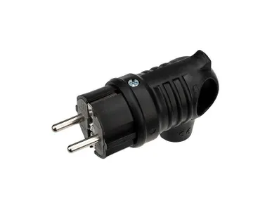 фото Вилка угловая влагозащ. с кольцом с/з 16А IP44 каучук Rexant 111-002