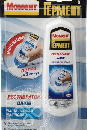 Фото №0 Герметик силиконовый санитарный Момент Гермент Реставратор швов белый 100 мл.,