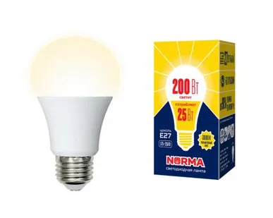 фото Лампа LED-A70-25W/3000K/E27/FR/NR Лампа светодиодная. Форма "A", матовая. Серия Norma. Теплый белый свет (3000K). Картон. ТМ Volpe