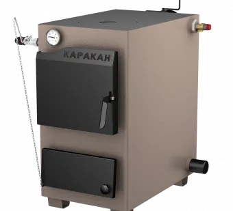 фото Котел на твердом топливе Каракан 20ТПЭВ 3, 20 кВт с плитой и контуром горячей воды