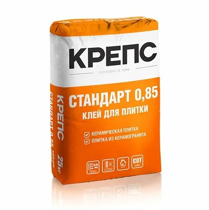 Фото №0 Клей КРЕПС Стандарт0,85 для плитки, C0 T / 25кг/56 меш