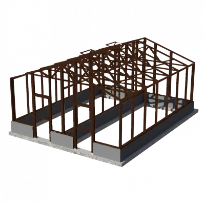 Фото №0 Теплица английская СУПЕР ЧЕЛСИ / Оранжерея 5,7х7,15 м, 2 отделения/ цвет Коричневый (RAL 8017)
