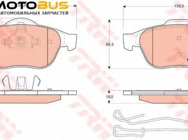 фото Комплект тормозных колодок, дисковый тормоз TRW GDB1468 Колодки тормозные