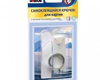 фото Самоклеящийся крючок для картин UNIBOB, белый