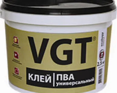 фото Клей ПВА универсальный VGT (100 г; 1 кг; 2,5 кг; 10 кг; 30 кг.)