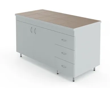 фото Лабораторный стол-тумба со столешницей из керамогранитной плитки Теолаб НВ-1500 СТК