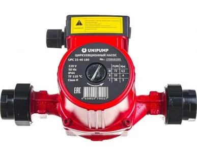 фото Циркуляционный насос Unipump UPС 25-40 180 мм с гайками, напор 4 м, диаметр 25мм, расход 58 л\мин, 3 скорости, 53843