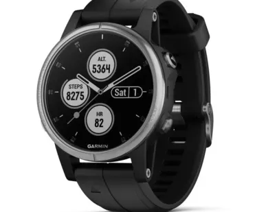фото Часы Garmin Fenix 5S Plus серебристые с черным ремешком