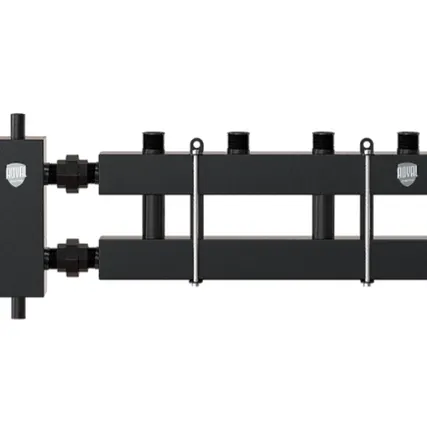 Фото №0 Блок коллекторный на 2-3 выхода (вверх-вниз), стрелка 60 кВт, с кронштейнами Royal Thermo