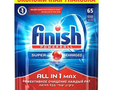фото Finish All in1 Max средство для мытья посуды в посуд. машинах таб. 65 шт.