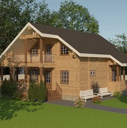 Фото №0 Сруб дома 8,2x11,8 м двухэтажный