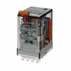 фото Finder Миниатюрное универсальное электромеханическое реле; 4CO 7A; контакты AgNi; катушка 24В DC; степень защиты RTI; опции: кнопка тест + мех.индикатор + LED