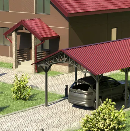 Фото №0 Двускатный навес №22 из профнастила 3,5х6,3 м