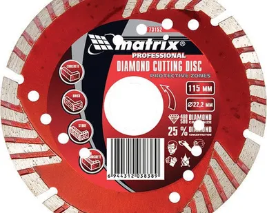 фото Диск алмазный отрезной сегментный с защитными сект, 230 х 22,2 мм., сухая