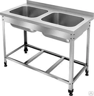 Фото №0 ВМЦЦ2-100/6 - ванна моечная, 2 ц.м.,ножки оц.ст.,р.кар.,борт,п-реш.