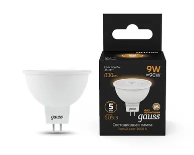 фото Светодиодная лампа Gauss Софит 9W 830Lm 3000K GU5.3 101505109