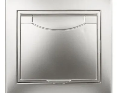 фото Розетка СП Plano 2P+E Schuko 1-203-03 16А-250В с крышкой IP20 алюм. Intro Б0030062