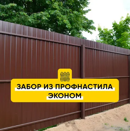 Фото №0 Забор из профнастила Эконом RAL 8017, 6005, 3005