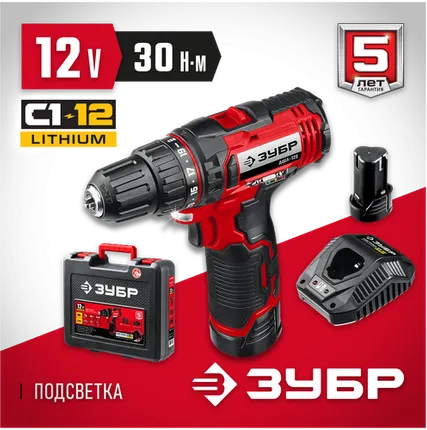 Фото №0 Аккумуляторная дрель-шуруповерт ЗУБР ДШЛ-125-22