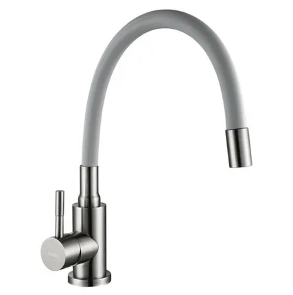 Фото №0 смеситель для кухни GOLDEN FOX Lomond гибкий излив силикон серый