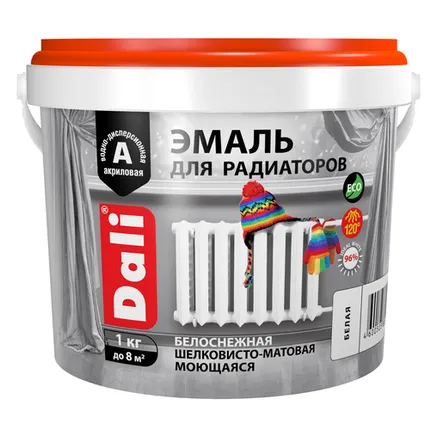 Фото №0 Эмаль Dali для радиаторов, белый, 1 кг