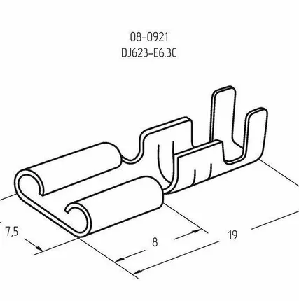 Фото №2 Клемма плоская (гнездо-7.7мм) 1-2.5кв.мм (DJ623-Е6.3C) Rexant 08-0921