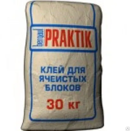 Фото №0 Клей Bergauf Praktik для ячеистых блоков 30кг Bergauf