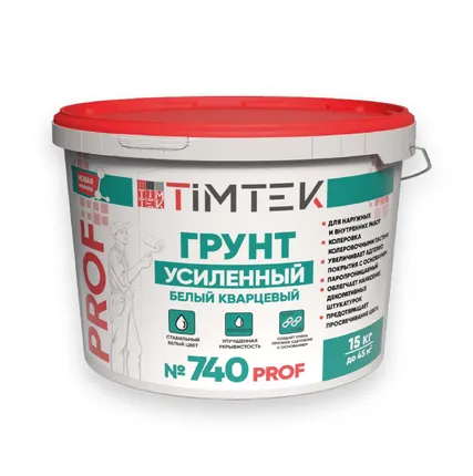Фото №0 Грунт усиленный белый кварцевый TimTek №740 PROF, 15 кг (44 шт/пал)