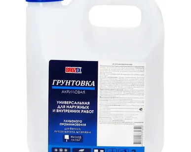 фото Грунтовка акриловая для внутренних и наружных работ 3л BROZEX глуб. концентрат 1:1