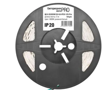фото Лента светодиодная 71 705 NLS-3528CW120-9.6-IP20-12V-Pro R5 9.6Вт/м (уп.5м) Navigator 71705