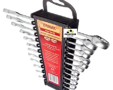 фото Набор ключей рожк.-накид.12 пр.пластик холдер, матовые CRV 6-22мм ЕРМАК /736-050/