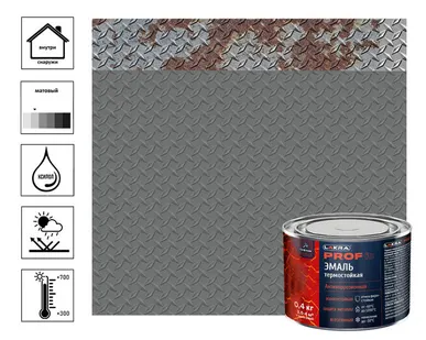 фото Эмаль термостойкая антикоррозионная Лакра PROF IT до 700С Графит 0,4 кг