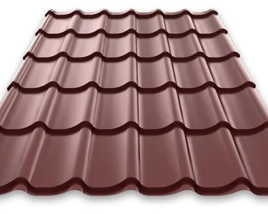 фото Металлочерепица Супермонтеррей (8017) Коричневый шоколад 0,5мм (некондиция)