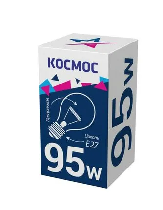 Фото №0 Лампа накаливания 95Вт A50/A55 прозрачная E27 230В КОСМОС LKsmSt55CL95E27v2