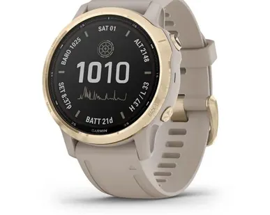 фото Часы Garmin Fenix 6S Pro Solar золотистый с песочным ремешком