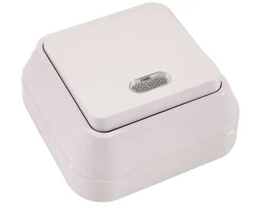 фото Выключатель 1-кл. ОП 10А IP20 с подсветкой бел. Makel 45121