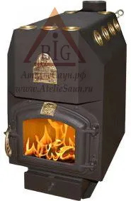 фото Печь отопительная ТМФ Профессор Бутаков Инженер (чугун. дверь, стал. колосник, труба сверху, арт. 10504)