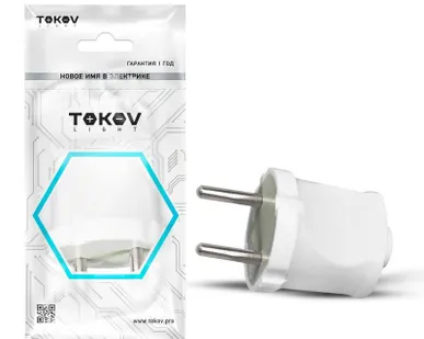 фото Вилка прямая 6А 250В без заземл. бел. TOKOV ELECTRIC TKL-PL-C01
