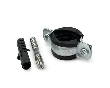 фото Хомут 3/4" с резиновым уплотнителем (Д=25мм) (болт+дюбель) металл