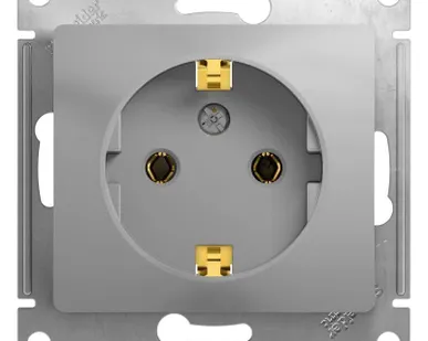 фото Розетка 1-м СП Glossa 16А IP20 с заземл. механизм алюм. SE GSL000343