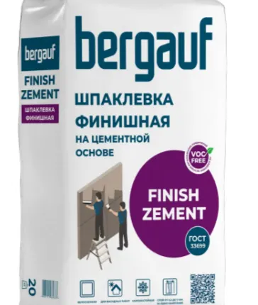 Фото №0 Шпатлевка финишная цементная фасадная BERGAUF Finish Zement белая 20 кг