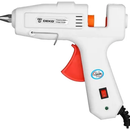 Фото №0 Клеевой пистолет DEKO DKGG100 SET4, 100 Вт, без аккумулятора белый