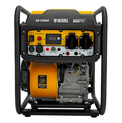 Фото №11 Генератор инверторный 94709 Denzel GK-5500iF, 5.5 кВт, 220 В, бак 7 л, ручной стартер, 32 кг