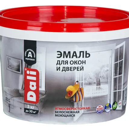 Фото №0 Эмаль для окон и дверей Dali 3кг, белый